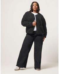 Yours Clothing - Collarless Fleece Jacket - Lyst