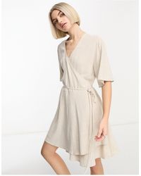 Weekday - Kimberly Linen Mix Mini Wrap Dress - Lyst