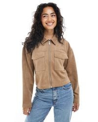 ONLY - – cropped-jacke aus wildlederimitat - Lyst