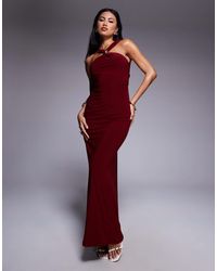 ASOS - Trimmed Halterneck Maxi Dress With Twisted Back Detail - Lyst