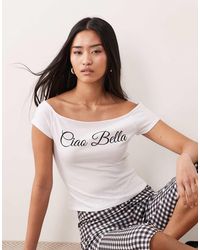 ASOS - Baby T-Shirt Met Blote Schouders En Ciao Bella-Print - Lyst