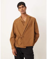 ASOS - Camicia Chiaro Vestibilità Comoda Con Rever E Allacciatura Laterale - Lyst