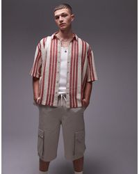 TOPMAN - Short Sleeve Relaxed Festival Striped Crochet Shirt - Lyst