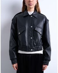 TOPSHOP - – bomberjacke im 80er-stil aus strukturiertem kunstleder - Lyst