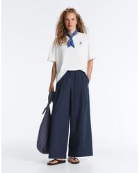 Oysho - Wide-leg 100% Cotton Poplin Trousers - Lyst