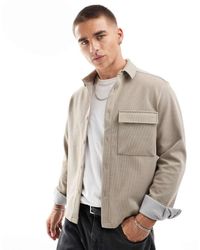 ASOS - Camicia Giacca Squadrata Testurizzata Elasticizzata Color Avena - Lyst