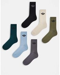 adidas Originals - Adicolor Trefoil 6 Pack Crew Socks - Lyst