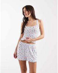 Miss Selfridge - Pointelle Brunch Print Pyjama Shorts - Lyst