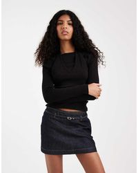 ASOS - Micro Mini Denim Skirt With Belt - Lyst
