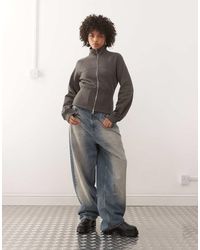 Weekday - High Neck Zip Through Sweatshirt With Cinched Waist - Lyst