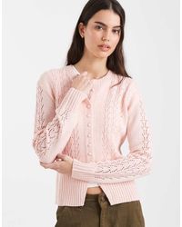 Threadbare - Crew Neck Pointelle Cardigan - Lyst