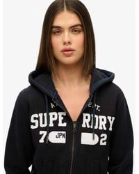 Superdry - Athletic Essentials Relaxed Cropped Zip Hoodie - Lyst