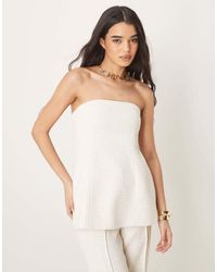 ASOS - Top De Sastre Blanco Con Escote Palabra De Honor De Bouclé De (Parte De Un Conjunto)-Neutro - Lyst
