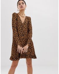 ASOS Minikleid mit Knopfleiste und Leopardenprint - Braun