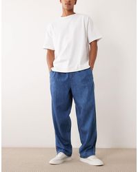 ASOS - Pull On Loose Linen Blend Jeans - Lyst