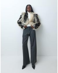 ASOS - Collarless Patched Faux Fur Feathered Jacket - Lyst