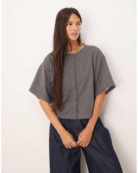 ASOS - Boxy Button Through Sweat Top - Lyst