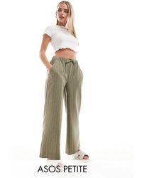 ASOS - Asos design petite - pantaloni sartoriali verde oliva a righe - Lyst