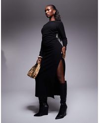 ASOS - Supersoft Long Sleeve Ruched Side Maxi Dress - Lyst