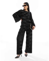 Y.A.S - Y.A.S Checkerboard Plisse Wide Leg Trouser Co-Ord - Lyst