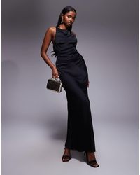 ASOS - Satin Chiffon Mix Panelled Bias Maxi Dress With Wrap Back Detail - Lyst