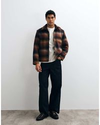 SELECTED - Wool Blend Check Zip Jacket - Lyst