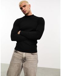 ASOS - Long Sleeve Muscle Ribbed T-shirt With Turtle Neck - Lyst