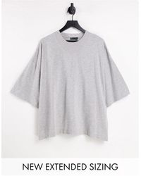 ASOS Oversized T-shirt With Neck Detail And Half Sleeve - Grey