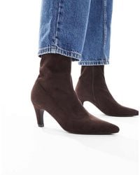 SEQWL - Botas Marrón Chocolate De Estilo Calcetín Y Tacón Bajo De Antelina Starburst De - Lyst