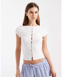 Cotton On - Sleep Pointelle Button Up T-shirt - Lyst