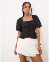 Nobody's Child - Puff Sleeve Button Down Top - Lyst