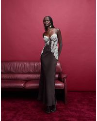 ASOS - Structured Corset Lace Detail Maxi Dress - Lyst