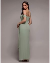 Goddiva - One Shoulder Cowl With Bow Detail Maxi Dress - Lyst