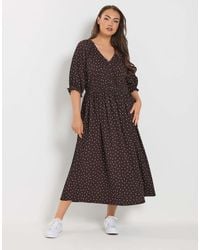 Yours Clothing - Polka Dot Midi Dress - Lyst