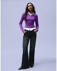 Bershka - Embroidered V-neck Jumper - Lyst