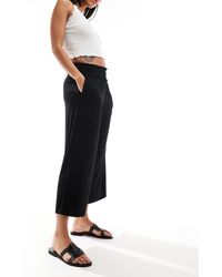 ASOS - Pantaloni culotte taglio corto con vita arricciata neri - Lyst