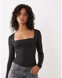 New Look - Long Sleeve Square Neck Slinky Body - Lyst