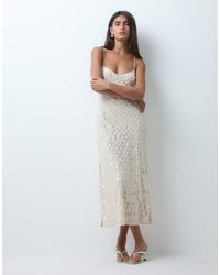 Miss Selfridge - Pearl And Sequin Embellished Midi Dress - Lyst