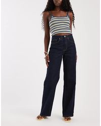 ONLY - Juicy High Waisted Wide Leg Jeans With Contrast Stitch - Lyst