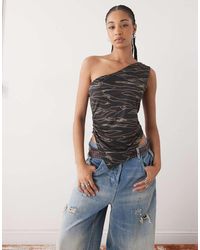 Collusion - One Shoulder Knot Detail Scarf Top - Lyst