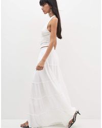 Pull&Bear - Gonna Midi Bianca A Pannelli - Lyst