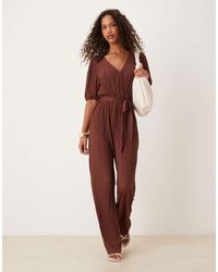 Vila - Plisse Wrap Front Jumpsuit - Lyst