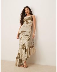 ASOS - Soft Cowl Neck Strappy Back Maxi Dress With Seam Detail - Lyst