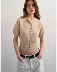 TOPSHOP - – tailliertes polohemd aus frottee-feinstrick - Lyst
