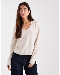 ONLY - V-neck Knitted Top - Lyst