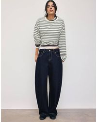 Stradivarius - Long Sleeve Striped T-shirt With Ruched Waist - Lyst