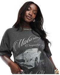 ASOS - Camiseta Lavado Extragrande Con Estampado Gráfico De Coche De Asos Design Curve-Negro - Lyst