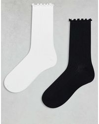 Cotton On - 2 Pack The Perfect Pair Frill Rib Crew Sock - Lyst