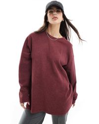 ASOS - T-Shirt A Maniche Lunghe Stile Skater A Nido D'Ape Bordeaux Slavato - Lyst