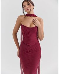 House Of Cb - Hallie Strapless Corset With Neck Scarf - Lyst